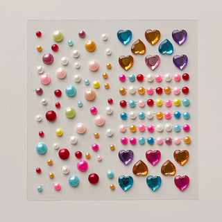 Face Beads Festival Glitter Heart Cubic Sticker