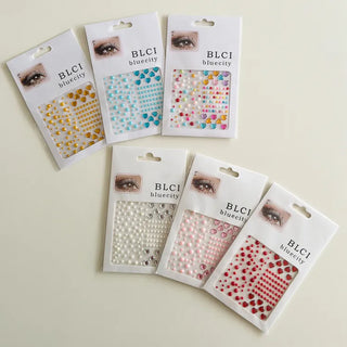 Face Beads Festival Glitter Heart Cubic Sticker