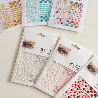 Face Beads Festival Glitter Heart Cubic Sticker