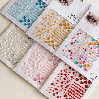 Face Beads Festival Glitter Heart Cubic Sticker