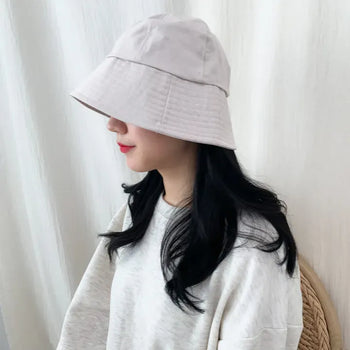 Casual Round Bucket Hat Cotton Brim Bucket Hat
