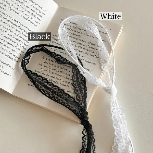 Lace String Knot Scarf Tie Long Choker Necklace