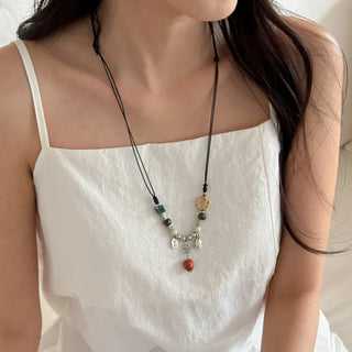 Amekaji Vintage Gemstone Knot Necklace Collection