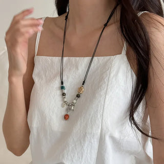 Amekaji Vintage Gemstone Knot Necklace Collection