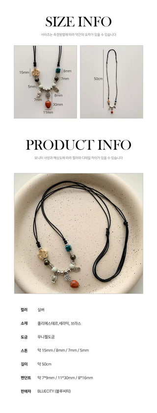 Amekaji Vintage Gemstone Knot Necklace Collection