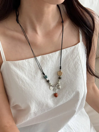 Amekaji Vintage Gemstone Knot Necklace Collection