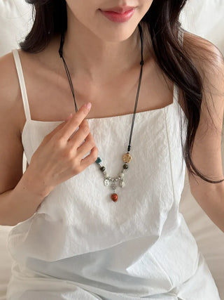 Amekaji Vintage Gemstone Knot Necklace Collection