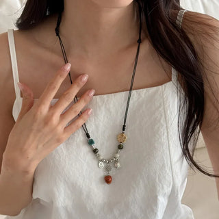 Amekaji Vintage Gemstone Knot Necklace Collection