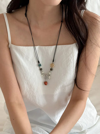 Amekaji Vintage Gemstone Knot Necklace Collection