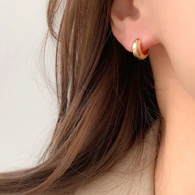 One-Touch All-Daily Mini Gold Silver Heart Cubic Bold Ring Earrings