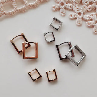 One-Touch All-Daily Mini Gold Silver Heart Cubic Bold Ring Earrings
