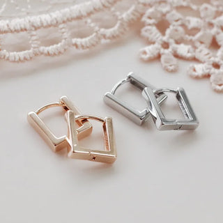 One-Touch All-Daily Mini Gold Silver Heart Cubic Bold Ring Earrings