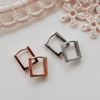 One-Touch All-Daily Mini Gold Silver Heart Cubic Bold Ring Earrings