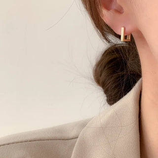 One-Touch All-Daily Mini Gold Silver Heart Cubic Bold Ring Earrings