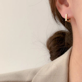One-Touch All-Daily Mini Gold Silver Heart Cubic Bold Ring Earrings