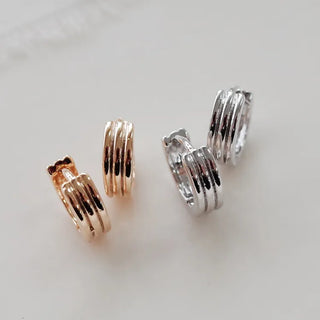 One-Touch All-Daily Mini Gold Silver Heart Cubic Bold Ring Earrings