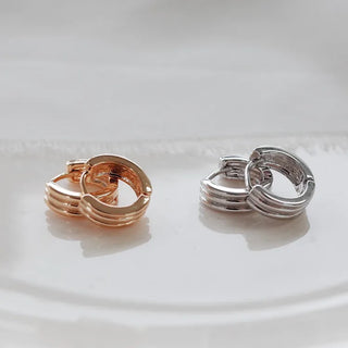 One-Touch All-Daily Mini Gold Silver Heart Cubic Bold Ring Earrings