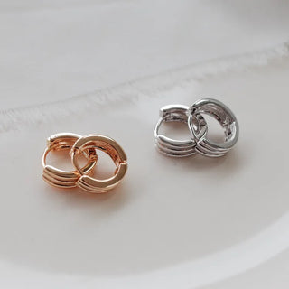 One-Touch All-Daily Mini Gold Silver Heart Cubic Bold Ring Earrings
