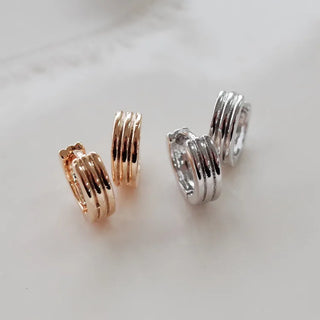 One-Touch All-Daily Mini Gold Silver Heart Cubic Bold Ring Earrings