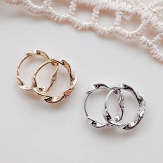 One-Touch All-Daily Mini Gold Silver Heart Cubic Bold Ring Earrings