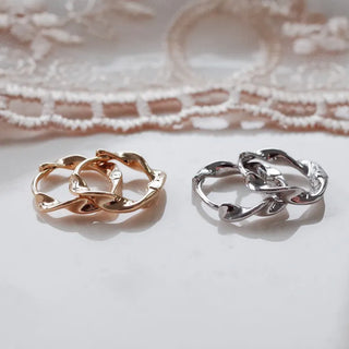 One-Touch All-Daily Mini Gold Silver Heart Cubic Bold Ring Earrings