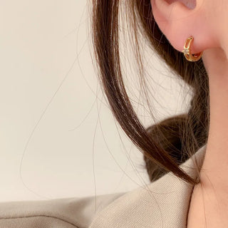 One-Touch All-Daily Mini Gold Silver Heart Cubic Bold Ring Earrings