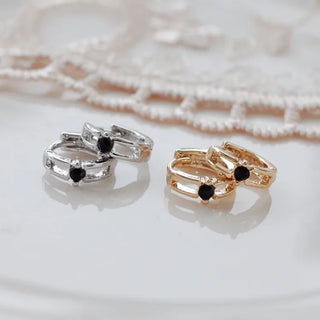One-Touch All-Daily Mini Gold Silver Heart Cubic Bold Ring Earrings