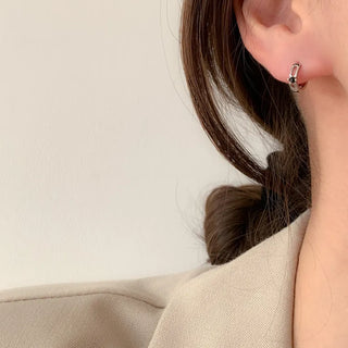 One-Touch All-Daily Mini Gold Silver Heart Cubic Bold Ring Earrings