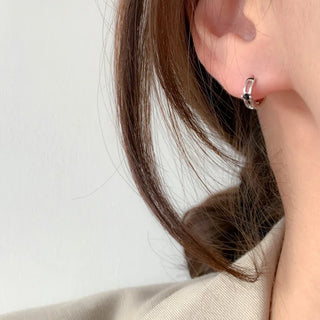 One-Touch All-Daily Mini Gold Silver Heart Cubic Bold Ring Earrings
