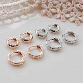 One-Touch All-Daily Mini Gold Silver Heart Cubic Bold Ring Earrings
