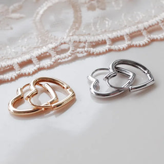 One-Touch All-Daily Mini Gold Silver Heart Cubic Bold Ring Earrings