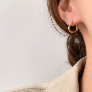 One-Touch All-Daily Mini Gold Silver Heart Cubic Bold Ring Earrings