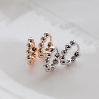 One-Touch All-Daily Mini Gold Silver Heart Cubic Bold Ring Earrings