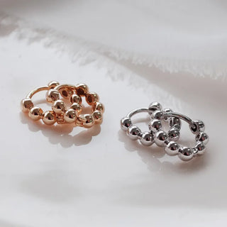 One-Touch All-Daily Mini Gold Silver Heart Cubic Bold Ring Earrings