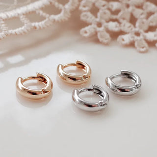 One-Touch All-Daily Mini Gold Silver Heart Cubic Bold Ring Earrings
