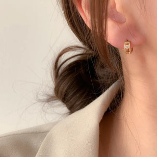 One-Touch All-Daily Mini Gold Silver Heart Cubic Bold Ring Earrings