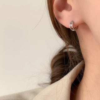 One-Touch All-Daily Mini Gold Silver Heart Cubic Bold Ring Earrings