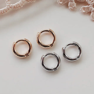 One-Touch All-Daily Mini Gold Silver Heart Cubic Bold Ring Earrings