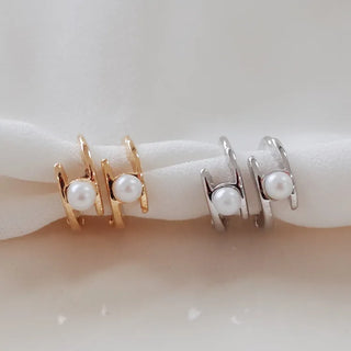 One-Touch All-Daily Mini Gold Silver Heart Cubic Bold Ring Earrings