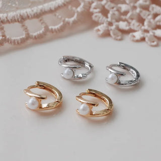 One-Touch All-Daily Mini Gold Silver Heart Cubic Bold Ring Earrings