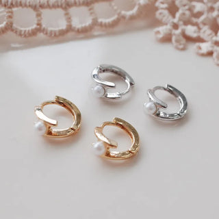 One-Touch All-Daily Mini Gold Silver Heart Cubic Bold Ring Earrings