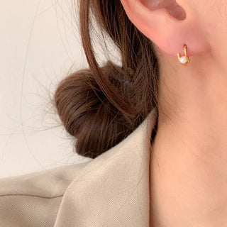 One-Touch All-Daily Mini Gold Silver Heart Cubic Bold Ring Earrings