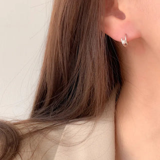 One-Touch All-Daily Mini Gold Silver Heart Cubic Bold Ring Earrings