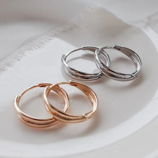 One-Touch All-Daily Mini Gold Silver Heart Cubic Bold Ring Earrings