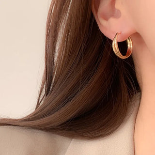 One-Touch All-Daily Mini Gold Silver Heart Cubic Bold Ring Earrings