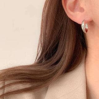 One-Touch All-Daily Mini Gold Silver Heart Cubic Bold Ring Earrings