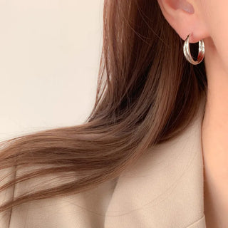 One-Touch All-Daily Mini Gold Silver Heart Cubic Bold Ring Earrings