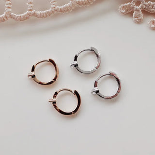 One-Touch All-Daily Mini Gold Silver Heart Cubic Bold Ring Earrings