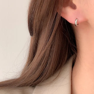 One-Touch All-Daily Mini Gold Silver Heart Cubic Bold Ring Earrings