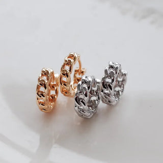 One-Touch All-Daily Mini Gold Silver Heart Cubic Bold Ring Earrings